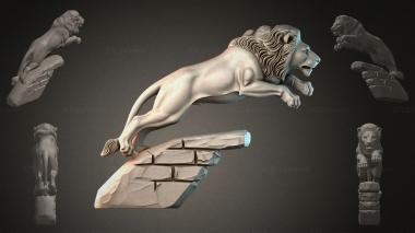 Animal figurines (Lion on a Rock, STKJI_000890) 3D models for cnc