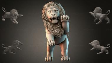 Фигурки животных (Лев в прыжке, STKJI_000955) 3D модель для ЧПУ станка
