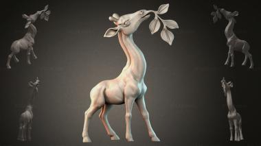 Фигурки животных (Олень с веткой, STKJI_000957) 3D модель для ЧПУ станка