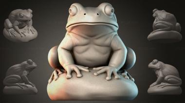 Фигурки животных (Лягушка на камне, STKJI_000958) 3D модель для ЧПУ станка