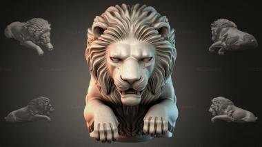 Фигурки животных (Лев лежащая фигура, STKJI_000959) 3D модель для ЧПУ станка