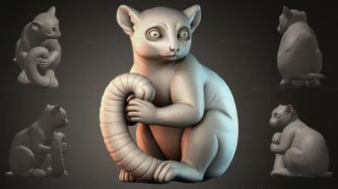 Фигурки животных (Кошка с хвостом, STKJI_000968) 3D модель для ЧПУ станка