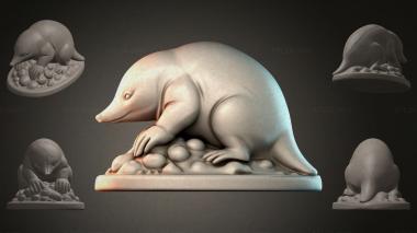 Animal figurines Shrew sculpture on rocks 3d model