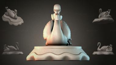 Animal figurines Swan on a stand 3d model