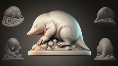 Animal figurines Mole sculpture on rocks 3d model