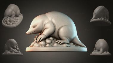 Animal figurines Mole sculpture on rocks 3d model