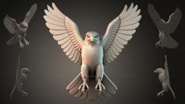 Animal figurines Sculpture of an owl with wings 3d model