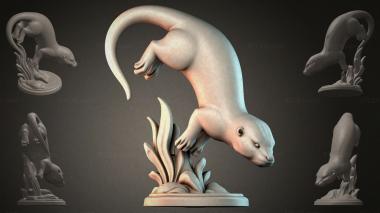 Animal figurines Otter on a stand 3d model