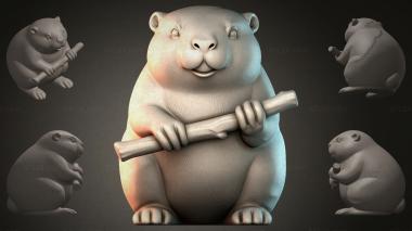 Animal figurines Gopher with a Stick Figurine 3d model