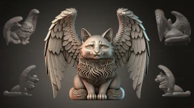Animal figurines Winged Cat 3d model