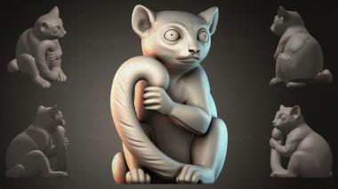 Animal figurines Cat with fish figurine 3d model