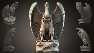 Animal figurines (Eagle with spread wings on a pedestal, STKJI_002124) 3D models for cnc