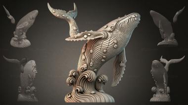 Animal figurines (Carved whale with raised tail, STKJI_002135) 3D models for cnc