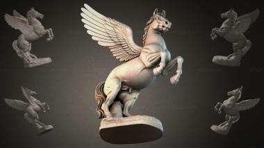 Фигурки животных (Крылатый конь на постаменте, STKJI_002885) 3D модель для ЧПУ станка