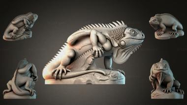 Фигурки животных (Игуана сидящая реалистичная STL модель, STKJI_002929) 3D модель для ЧПУ станка
