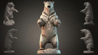 Фигурки животных (Медведь стоящий с открытой пастью, STKJI_004496) 3D модель для ЧПУ станка