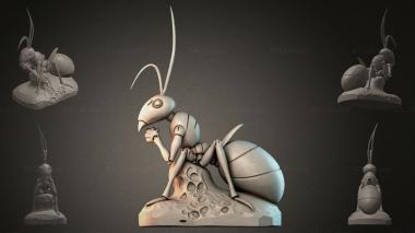Фигурки животных (Муравей с длинными усиками на камне, STKJI_004501) 3D модель для ЧПУ станка