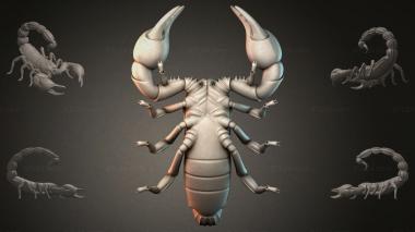 Фигурки животных (Скорпион с поднятыми клешнями 3D модель, STKJI_004505) 3D модель для ЧПУ станка