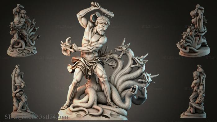 Hercules fighting hydra with snakes