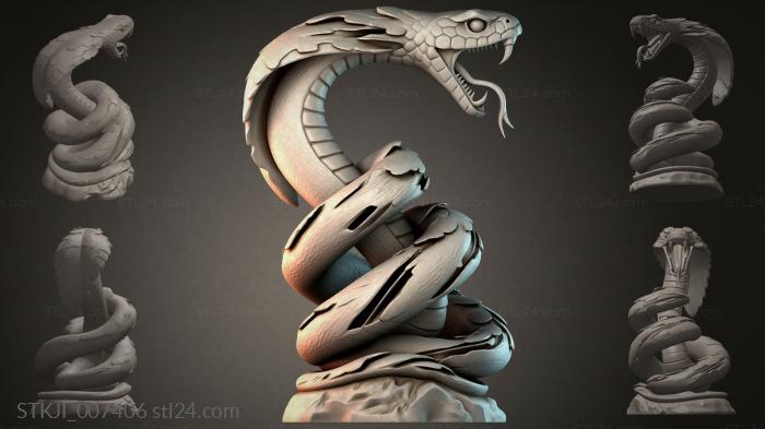 Intertwined snakes with expressive heads 3d STL model