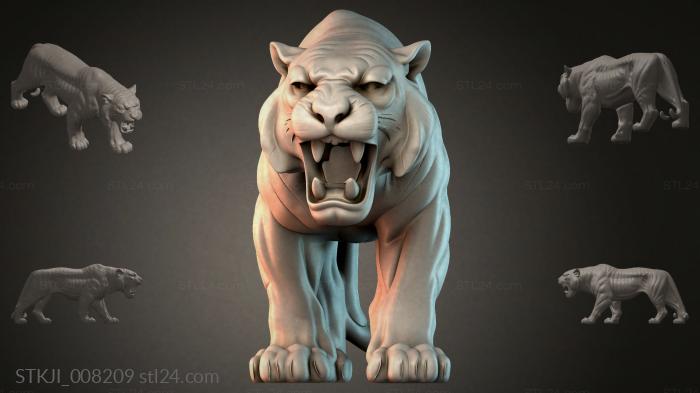 Тигр рычащий с открытой пастью - 3D модель статуэтка