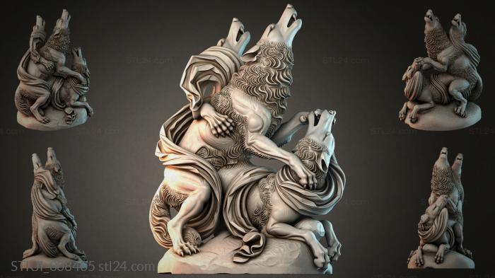 Animal figurines (A relief sculpture of a wolf with an open mouth, STKJI_008405) 3D models for cnc