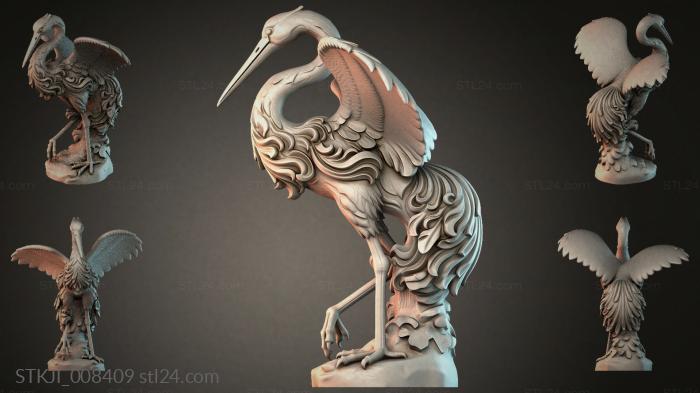 Crane with a wavy mane on a stand 3d STL model