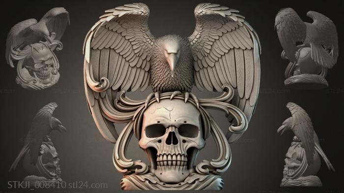 Eagle with skull and decorative curls 3d STL model