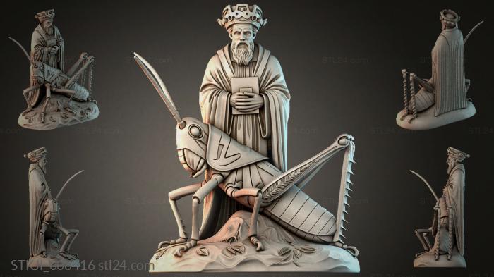 Grasshopper with a Sage Statue 3d STL model