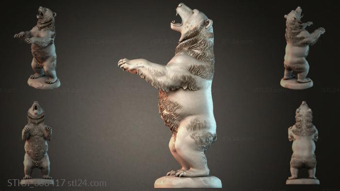 A bear standing on its hind legs with its mouth open 3d STL model