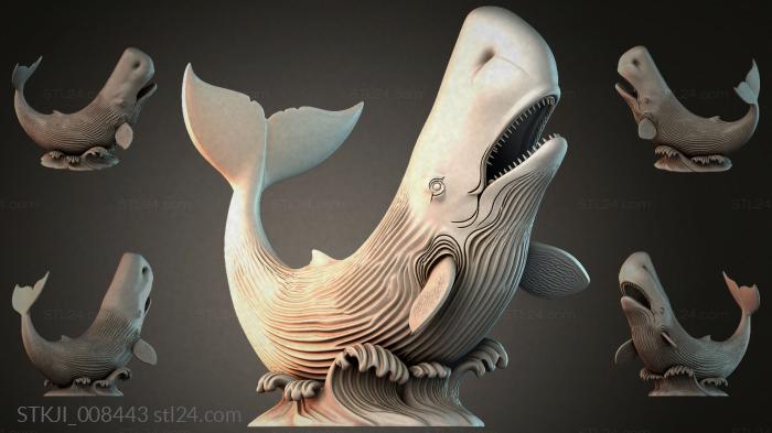 Animal figurines (Whale with open mouth and textured surface, STKJI_008443) 3D models for cnc