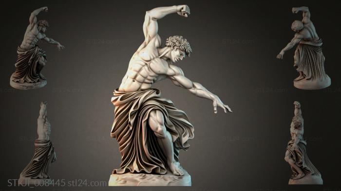 Male figure in a dynamic pose with drapery 3d STL model