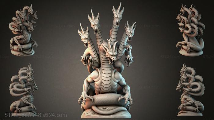 Multi-headed dragon with five heads and a body 3d STL model