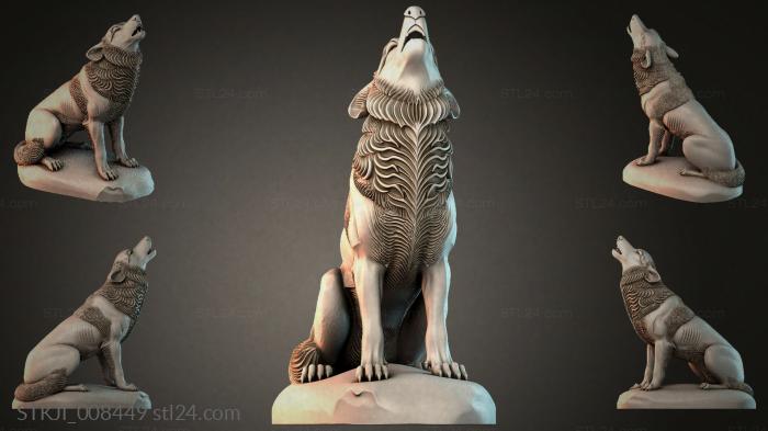 Howling Wolf Figurine for Cutting 3d STL model