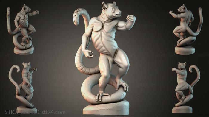 A mouse with a long tail in a fighting stance 3d STL model