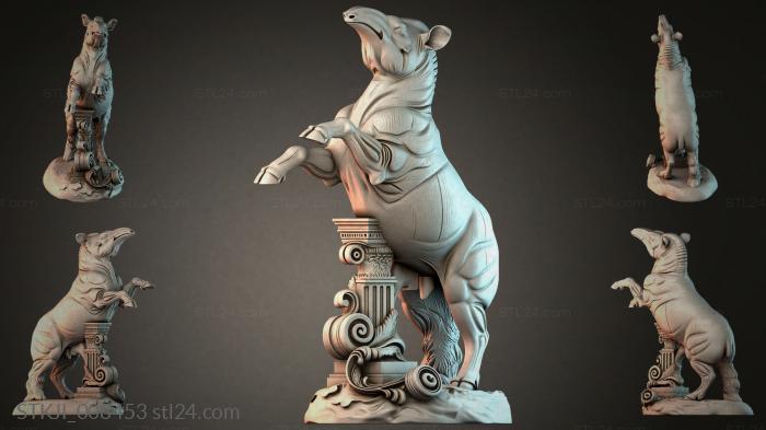Hippopotamus on a classical column with a pedestal 3d STL model