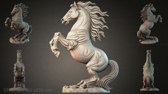 Rearing horse with flowing mane 3d STL model