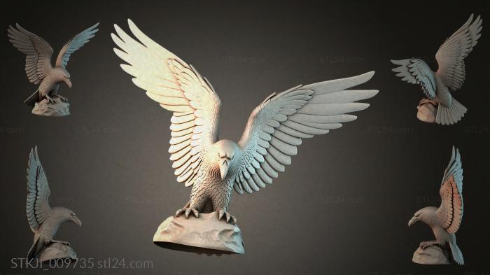 Eagle with outstretched wings on a rock 3d STL model
