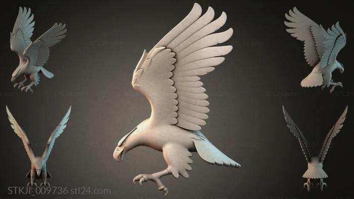 Soaring eagle with outstretched wings 3d STL model