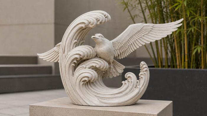 A set of STL models of birds with wavy wings and ornamental elements 3d STL model