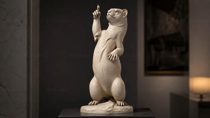 Gopher standing on its hind legs with a raised paw 3d STL model