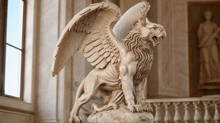 Winged lion with a human head 3d STL model