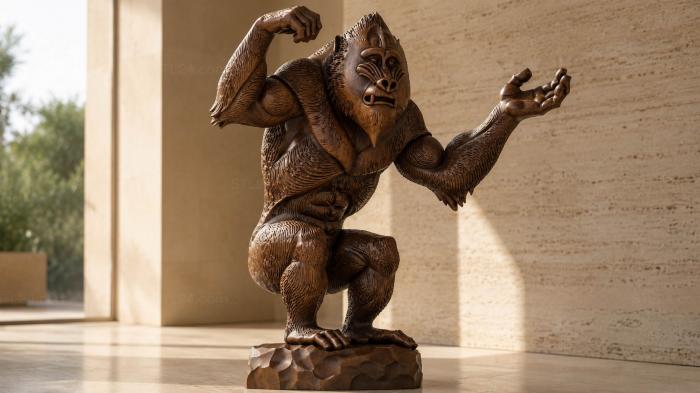 Angry gorilla with arms raised 3d STL model