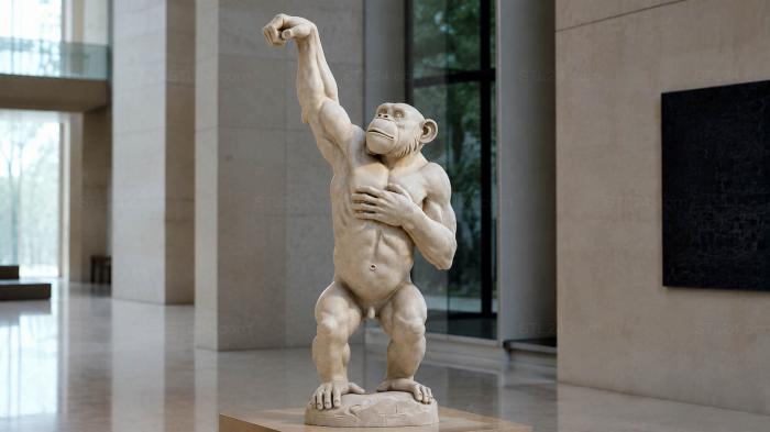Statuette of a monkey with a raised hand 3d STL model