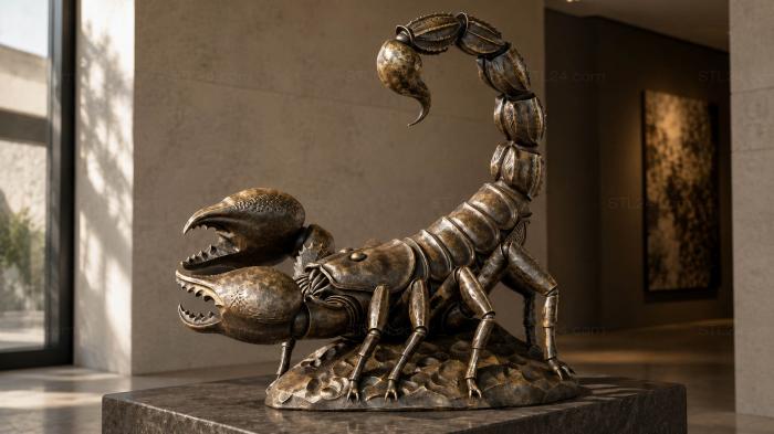 Scorpion with raised tail and open claws 3d STL model