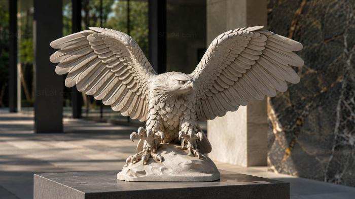 Eagle with outstretched wings on a rock 3d STL model
