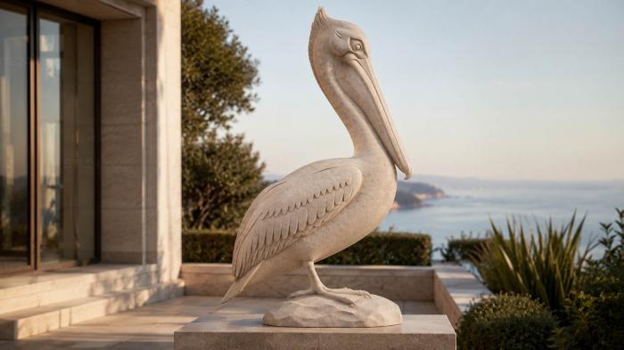 Pelican standing with wings outstretched 3d STL model