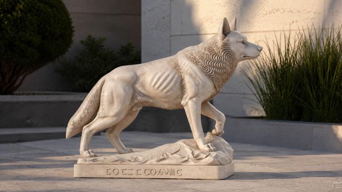 Standing wolf with outstretched paw relief figurine 3d STL model