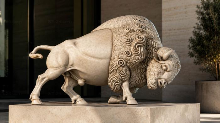 Bison with a decorative mane 3d STL model