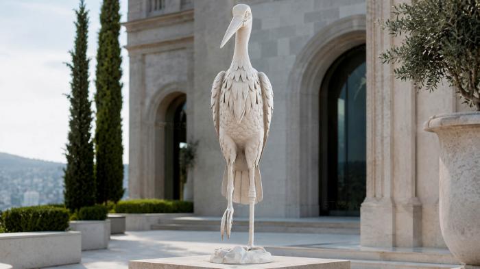 Stork tall bird standing figurine 3d STL model